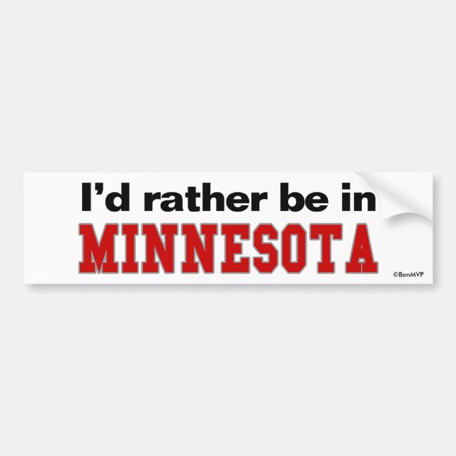 Autocollant De Voiture Je serais plutôt au Minnesota (Devant)