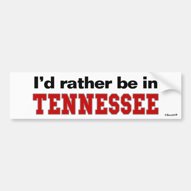 Autocollant De Voiture Je serais plutôt au Tennessee (Devant)