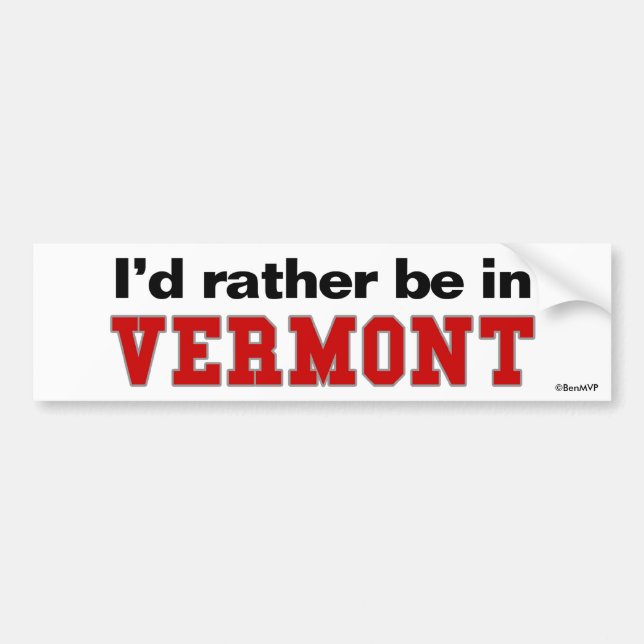 Autocollant De Voiture Je serais plutôt au Vermont (Devant)