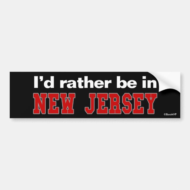 Autocollant De Voiture Je serais plutôt dans le New Jersey (Devant)