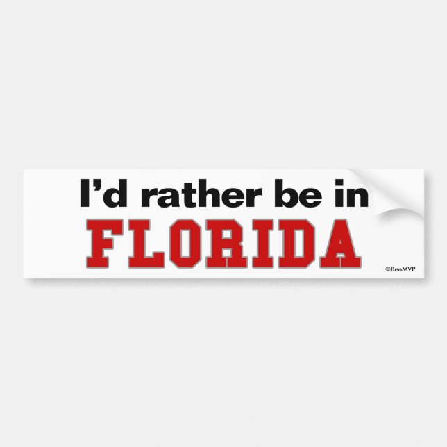 Autocollant De Voiture Je serais plutôt en Floride (Devant)