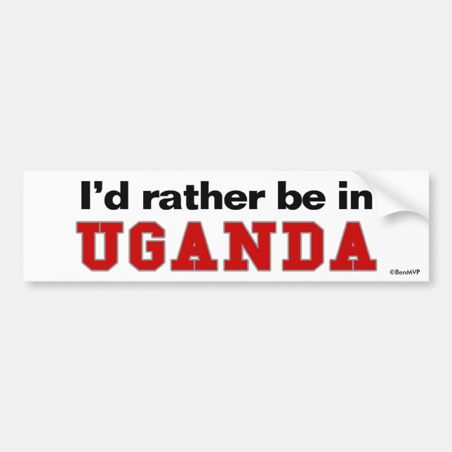 Autocollant De Voiture Je serais plutôt en Ouganda (Devant)