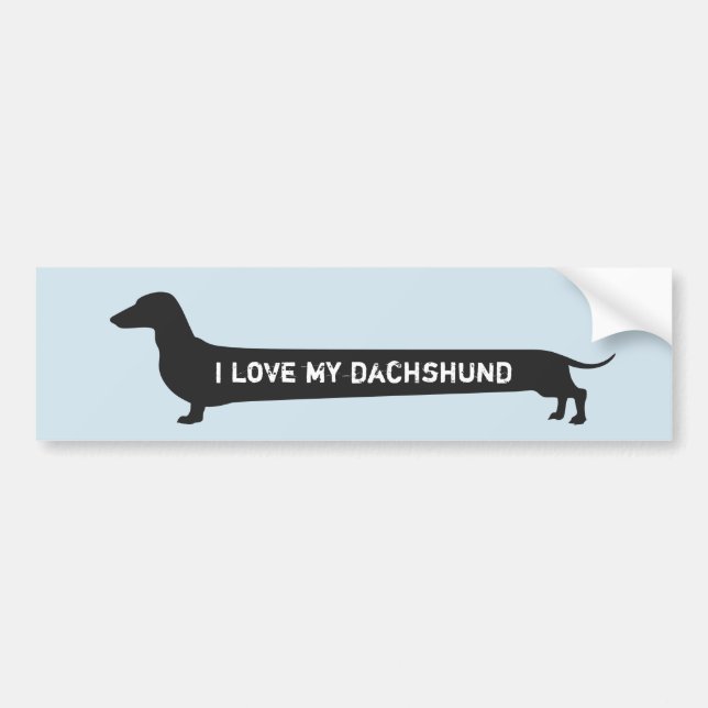 Autocollant De Voiture "Je silhouette mignonne de chien aime mon teckel" (Devant)