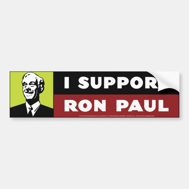 Autocollant De Voiture Je soutiens Ron Paul - néon (Devant)