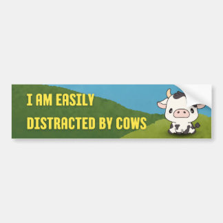 Autocollant De Voiture Je suis facilement distrait par les vaches - voitu