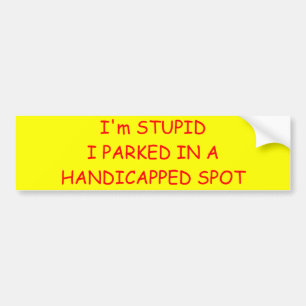 Autocollant De Voiture Je suis STUPIDI GARÉ DANS UNE TACHE HANDICAPÉE