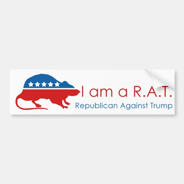 Autocollant De Voiture Je suis un R.A.T : Républicain contre Trump (Devant)