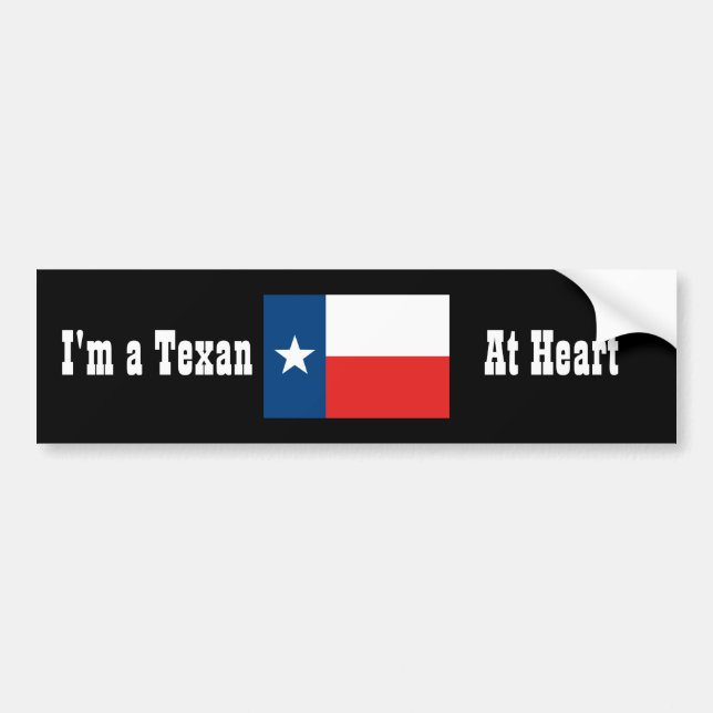 Autocollant De Voiture Je suis un Texan au coeur (Devant)
