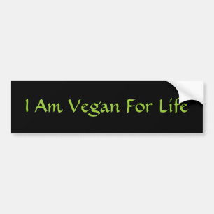 Autocollant De Voiture Je suis végétalien pendant la vie. Vert. Slogan.