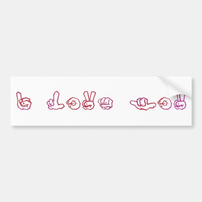 Autocollant De Voiture Je t'aime langue des signes (Devant)
