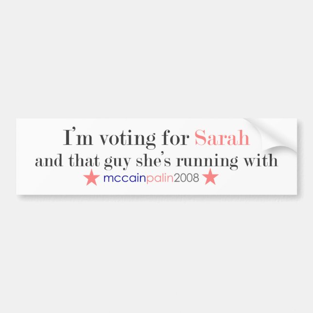 Autocollant De Voiture Je vote pour Sarah (Devant)