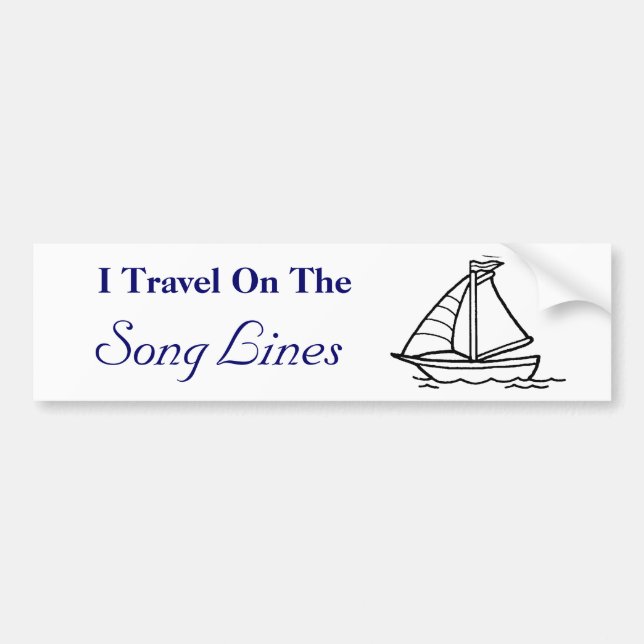 Autocollant De Voiture Je voyage sur, lignes de chanson (Devant)