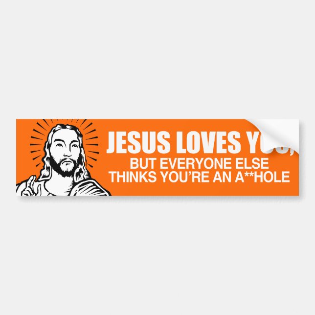 AUTOCOLLANT DE VOITURE JÉSUS VOUS AIME MAIS - .PNG (Devant)