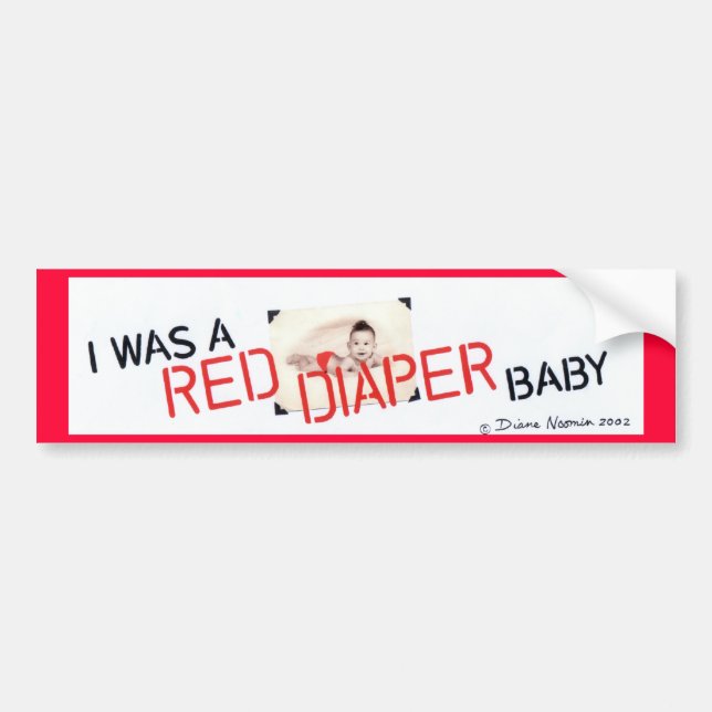 Autocollant De Voiture J'étais un bébé rouge de couche-culotte (Devant)