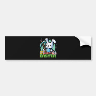 Autocollant De Voiture Jeu de pixels de lapin de Pâques joyeux 