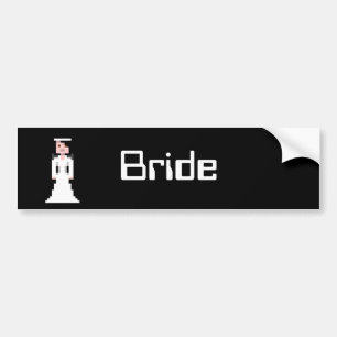 Autocollant De Voiture Jeune mariée de pixel - cheveux noirs