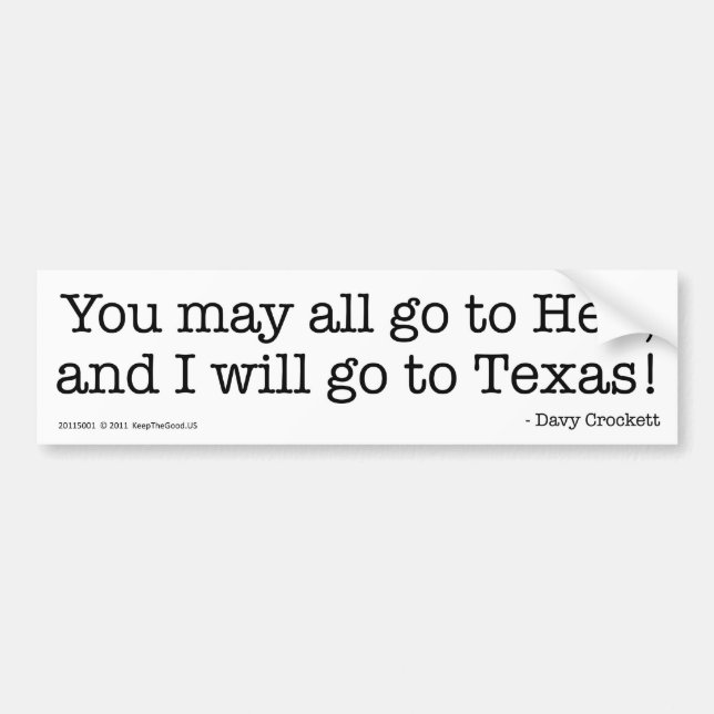 Autocollant De Voiture J'irai au Texas ! (Devant)