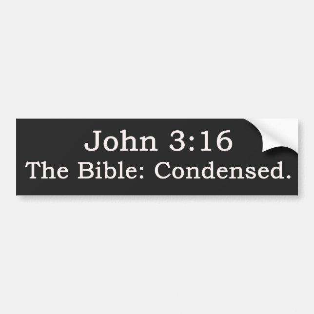 Autocollant De Voiture John 3:16.  La Bible : Condensé. (Devant)