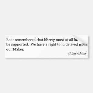 Autocollant De Voiture John Adams et liberté