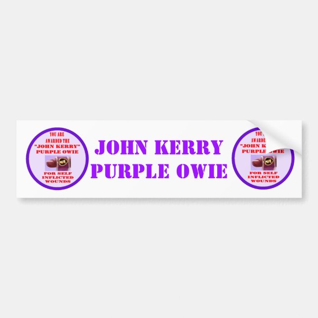 AUTOCOLLANT DE VOITURE JOHN KERRY PURPLE OWIE (Devant)