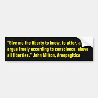 Autocollant De Voiture John Milton cite Freedom of Speech