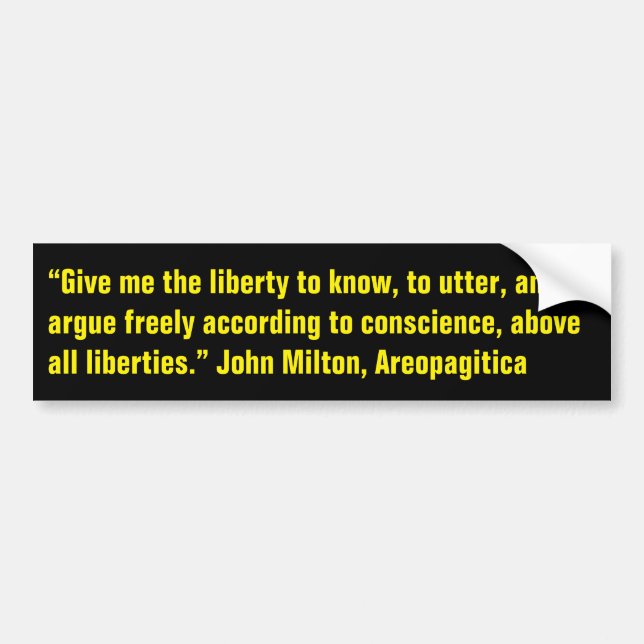 Autocollant De Voiture John Milton cite Freedom of Speech (Devant)