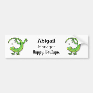 Autocollant De Voiture Joli gecko vert salutations avec dessin animé