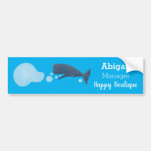 Autocollant De Voiture Jolie baleine à sperme soufflant bulles dessin
