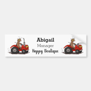 Autocollant De Voiture Jolie vache heureuse conduisant un dessin animé de