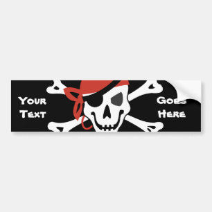 Autocollant De Voiture Jolly roger souriant avec votre texte personnalisé