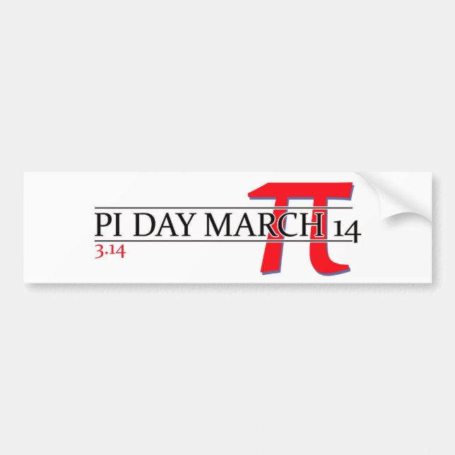 Autocollant De Voiture Joyeuse fête du Pi 14 mars (Devant)