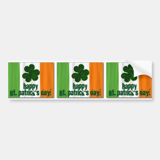 Autocollant De Voiture Joyeuse St. Patrick's Day, Drapeau irlandais Coule (Devant)