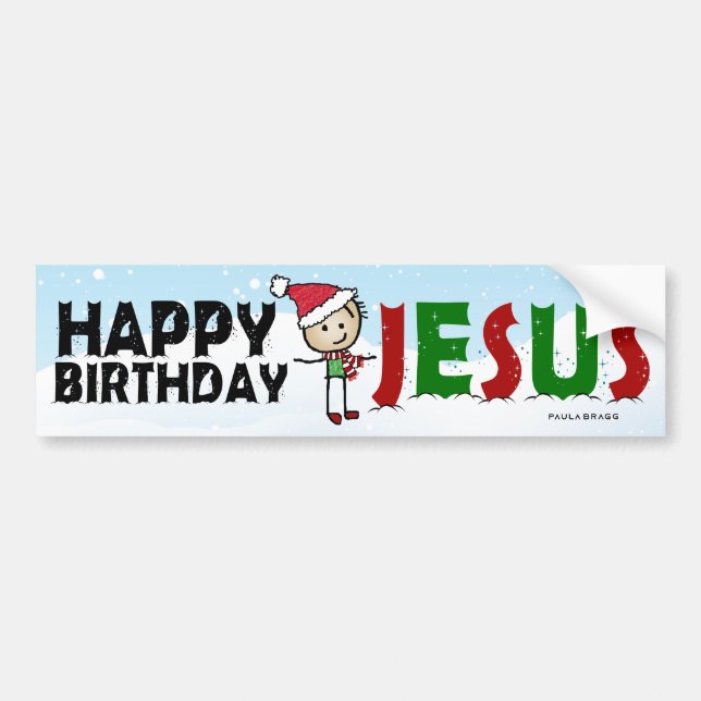 Autocollant De Voiture Joyeux anniversaire Jésus (Devant)