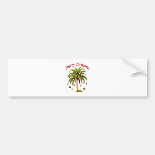 Autocollant De Voiture Joyeux Noël Palm Tree Light Hawaiian Tropical (Devant)