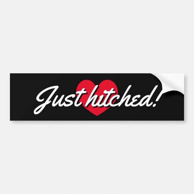 Autocollant De Voiture Juste hitched bumper sticker pour les mariés nouve (Devant)