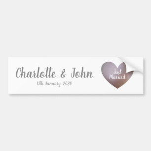 Autocollant De Voiture Juste marié perle et collier de coeur pourpre