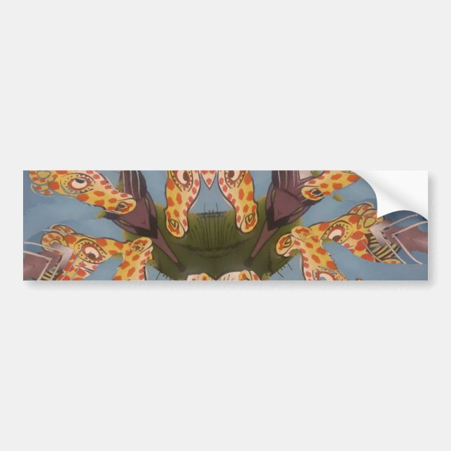 Autocollant De Voiture Kaleidoscope Giraffe Mandala : Safari Art Abstrait (Devant)