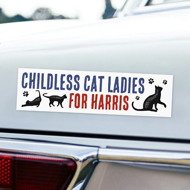 Autocollant De Voiture Kamala Harris Présidente 2024 Femmes chats sans en (Créateur téléchargé)