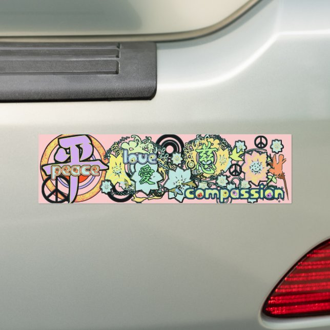 Autocollant De Voiture Kanji pour l'amour de la paix - Compassion - (En voiture)