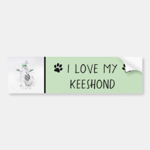 Autocollant De Voiture Keeshond Christmas Snowman Painting Dog Art