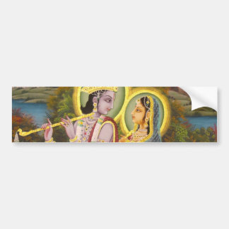 Autocollant De Voiture Krishna et Radha sur le lotus