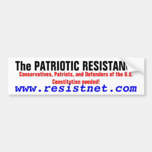 Autocollant De Voiture La RÉSISTANCE PATRIOTIQUE, conservateurs, patriot