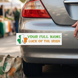 Autocollant De Voiture La Saint-Patrick Drapeau Irlande Trèfle Nom Person