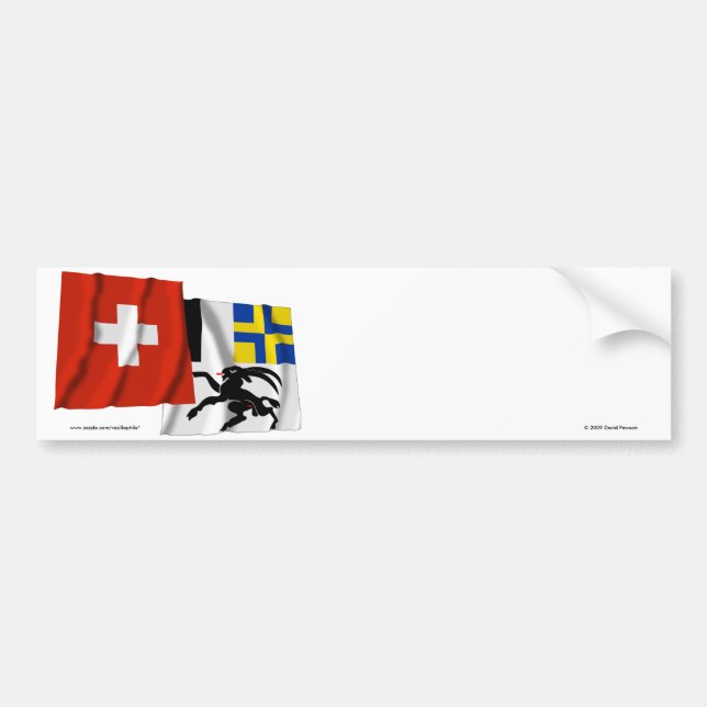 Autocollant De Voiture La Suisse et les drapeaux de ondulation de (Devant)