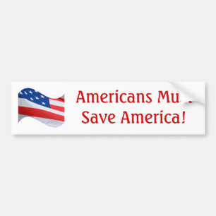 Autocollant De Voiture La vague de drapeau, Américains doit sauver