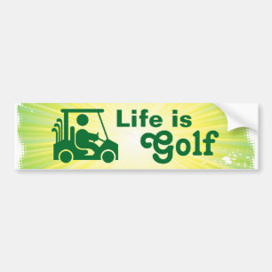 Autocollant De Voiture La vie est Golf Golf Golf Panier Vert Jaune