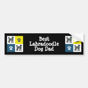 Autocollant De Voiture Labradoodé Chien Silhouette Jaune & Grille Bleue