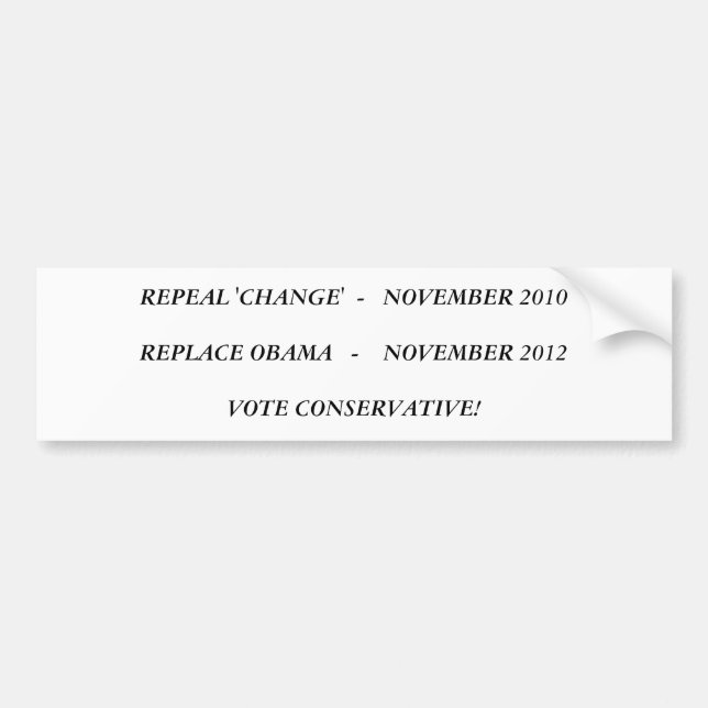 AUTOCOLLANT DE VOITURE L'ABROGATION "CHANGEMENT" EN NOVEMBRE 2010 (Devant)