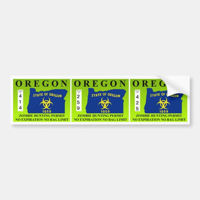 Autocollant De Voiture Laiss de chasse de zombi de l'Orégon (Devant)