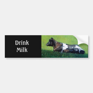 Autocollant De Voiture "Lait de boissons" : Vache du Holstein au pastel